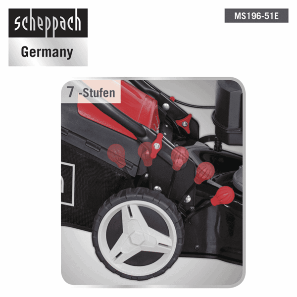 Rasenmäher MS196-51E scheppach – 6PS | 51cm | Antrieb | 60L Fangbox-Neu – Bild 3