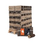 Heizfuxx PiniKay Quadro Hartholzbriketts – 960 kg Palette (96 x 10 kg) Premium Vierkant-Holzbriketts mit langer Brenndauer