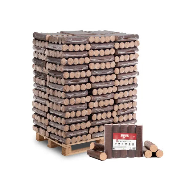 Designsanstitre_69.jpg SPARK Buchenholz-Hartholzbriketts Rund – 960 kg Palette (96 x 10 kg) Premium Kaminbrennstoff – Bild 1