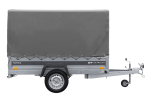 Anhänger mit Blattfedern 230×125 UNITRAILER FORCE 230/R KIPP mit H-1100 Spriegel und grauer Hochplane-Neu – Bild 3