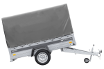 Anhänger mit Blattfedern 230×125 UNITRAILER FORCE 230/R KIPP mit H-1100 Spriegel und grauer Hochplane-Neu – Bild 6