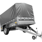 Anhänger mit Blattfedern 230×125 UNITRAILER FORCE 230/R KIPP ungebremst mit H-800 Spriegel und grauer Hochplane-Neu