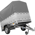 Autotransportanhänger 200×125 UNITRAILER GARDEN 201 KIPP mit BIS-Seitenwänden, H-800-Rahmen und grauer Plane-Neu