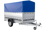 Autotransportanhänger 264×125 UNITRAILER FORCE 264 KIPP mit BIS-Seitenwänden, H-800-Rahmen und blauer Plane-Neu – Bild 7