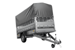 Autotransportanhänger 264×125 UNITRAILER FORCE 264 KIPP mit Gitterwänden, H-800 Rahmen und grauer Plane-Neu