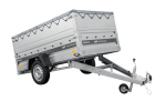 Autotransportanhänger auf Federn 230×125 UNITRAILER FORCE 230/R KIPP mit BIS-Seitenwänden, H-0-Rahmen und grauer Plane-Neu