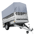 Autotransportanhänger auf Federn 230×125 UNITRAILER FORCE 230/R KIPP mit Gitterwänden, H-800 Rahmen und grauer Plane-Neu