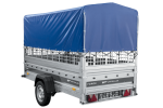 Autotransportanhänger auf Federn 264×125 UNITRAILER FORCE 264/R KIPP mit Gitterwänden, H-800 Rahmen und blauer Plane-Neu - Image 6