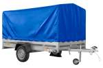 Autotransportanhänger auf Federn 264×150 UNITRAILER GARDEN 265/R KIPP mit H-1100 Rahmen und blauer Plane-Neu