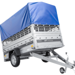 Einachsanhänger 230×125 UNITRAILER FORCE 230 KIPP mit Gitterseitenwänden, H-0-Rahmen und blauer Plane-Neu