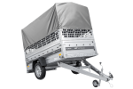 Einachsanhänger 230×125 UNITRAILER FORCE 230 KIPP mit Gitterseitenwänden, H-800 Rahmen und grauer Plane-Neu