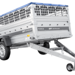 Einachsanhänger 264×125 UNITRAILER FORCE 264 KIPP mit Gitterwänden, H-0-Rahmen und blauer Plane-Neu