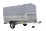 Einachsanhänger 264×150 UNITRAILER GARDEN 265 KIPP mit zusätzlichen Bordwänden, H-800-Rahmen und grauer Plane-Neu – Bild 3