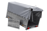 Einachsanhänger 264×150 UNITRAILER GARDEN 265 KIPP mit zusätzlichen Bordwänden, H-800-Rahmen und grauer Plane-Neu – Bild 11