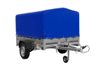 Einachsanhänger auf Blattfedern 200×125 UNITRAILER GARDEN 201/R KIPP mit H-800-Rahmen und blauer Plane-Neu – Bild 7