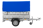Einachsanhänger auf Federn 200×125 UNITRAILER GARDEN 201/R KIPP mit Gitterwänden, H-800-Rahmen und blauer Plane-Neu – Bild 7