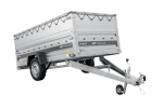 Einachsiger Anhänger auf Blattfedern 264×125 UNITRAILER FORCE 264/R KIPP mit BIS-Seitenwänden, H-0-Rahmen und grauer Plane-Neu