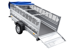 Einachsiger Anhänger auf Blattfedern 264×125 UNITRAILER FORCE 264/R KIPP mit Gitterseitenwänden, H-0-Rahmen und blauer Plane-Neu – Bild 13