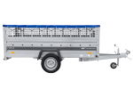 Einachsiger Anhänger auf Blattfedern 264×125 UNITRAILER FORCE 264/R KIPP mit Gitterseitenwänden, H-0-Rahmen und blauer Plane-Neu – Bild 4