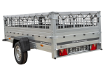 Einachsiger Anhänger auf Blattfedern 264×125 UNITRAILER GARDEN 264/R KIPP mit Gitterseitenwänden, H-0-Rahmen und grauer Plane-Neu – Bild 5