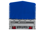 Einachsiger Anhänger mit Blattfedern 264×125 UNITRAILER FORCE 264/R KIPP mit H-800 Spriegel und blauer Plane-Neu – Bild 3