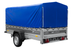 Einachsiger Anhänger mit Blattfedern 264×125 UNITRAILER FORCE 264/R KIPP mit H-800 Spriegel und blauer Plane-Neu – Bild 7