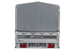 Einachsiger Anhänger mit Blattfedern 264×125 UNITRAILER FORCE 264/R KIPP mit H-800 Spriegel und grauer Plane-Neu – Bild 3