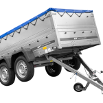GARDEN TRAILER 264/2 KIPP Zweiachsanhänger mit Stützrad, Planenträgern, zus. Bordwänden und blauer Flachplane-Neu