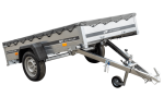 Kipper Pkw Anhänger Garden Trailer 230 KIPP [230 cm x 125 cm] mit Flachplane, Stützrad und Planenträger-Neu