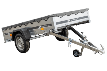 Kipper Pkw Anhänger Garden Trailer 230 KIPP [230 cm x 125 cm] mit Flachplane, Stützrad und Planenträger-Neu