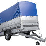 Leichter Anhänger auf Blattfedern 264×125 UNITRAILER FORCE 264/R KIPP mit BIS-Seitenwänden, H-800-Rahmen und blauer Plane-Neu