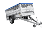 Leichter Anhänger auf Federn 230×125 UNITRAILER FORCE 230/R KIPP mit Gitterwänden, H-0-Rahmen und blauer Plane-Neu