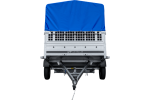 PKW-Anhänger 264×150 UNITRAILER GARDEN 265 KIPP mit Gitteraufsatz, Hochspriegel H-800 und blauer Plane-Neu – Bild 7