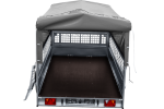PKW-Anhänger 264×150 UNITRAILER GARDEN 265 KIPP mit Gitteraufsatz, Hochspriegel H-800 und grauer Plane-Neu – Bild 13
