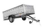 PKW-Anhänger 264×150 UNITRAILER GARDEN 265 KIPP mit zusätzlichen Bordwänden, H-0-Rahmen und grauer Plane-Neu