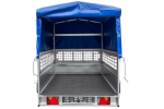 PKW-Anhänger auf Federn 230×125 UNITRAILER GARDEN 230/R KIPP mit Gitterwänden, H-800-Rahmen und blauer Plane-Neu – Bild 5