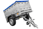Pkw Anhänger Neu GARDEN TRAILER 150 KIPP mit zusätzlichen Bordwänden, Stützrad und blauer Flachplane-Neu