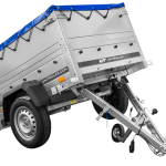 Pkw Anhänger Neu GARDEN TRAILER 150 KIPP mit zusätzlichen Bordwänden, Stützrad und blauer Flachplane-Neu