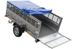 Pkw Transport Anhänger 230×125 Garden Trailer 230 KIPP mit Laubgitteraufsatz, blauer Flachplane, Planenträgern und Stützrad-Neu – Bild 10